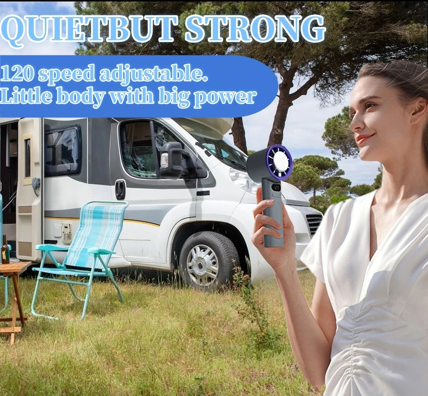 Portable Fan 120-Speed Digital Display Ice Cooling Tech Stylish Semiconductor Condensation Mini Personal Fan  for Home, Office