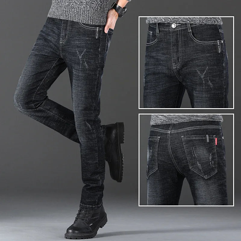 Jeans Men Autumn and Winter New Elastic Business Men's Pants Youth Men Straight Man Men's Adult Seasons A Comfortable Gentleman