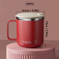 400ML Insulated Coffee Mug With Sliding Lid 304 Stainless Steel Double Wall Water Cup Sealed Milk Coffee Cup Student Drinkware