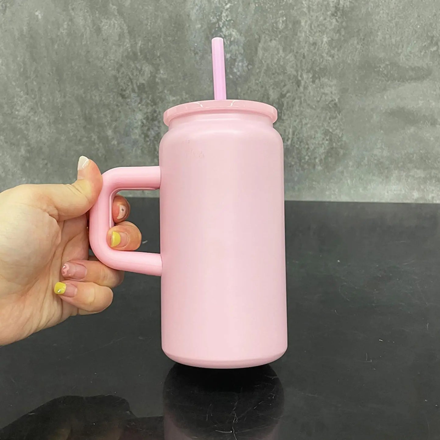 Insulated Coffee Mug Insulated Coffee Cup With Handle 16oz Stainless Steel Drinking Cup Portable Straw Tumbler For Commute Gym