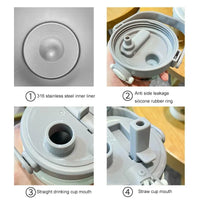 1L/1.2L Large Capacity Thermo Bottle with Straw Stainless Steel Thermal Water Bottle Keep Cold and Hot Thermos Cup Vacuum Flask