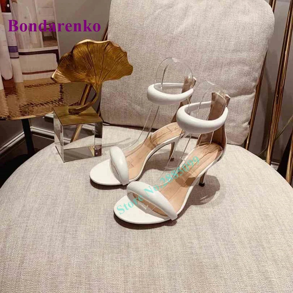 New Fshion Summer Women's Sandals Open Toe Ankle Strap Solid Stiletto Heel Hollow Sandals Women Shoes Party Dress Designer Shoe