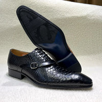 Men's Handmade Italian Style Genuine Leather Dress Shoes Pointed Toe Python Pattern Wedding Oxford Business Shoes