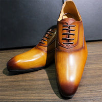Classic Men's Pointed Toe Oxford Shoes Genuine Leather Handmade Lace-ups for Wedding Business Office Formal Wear