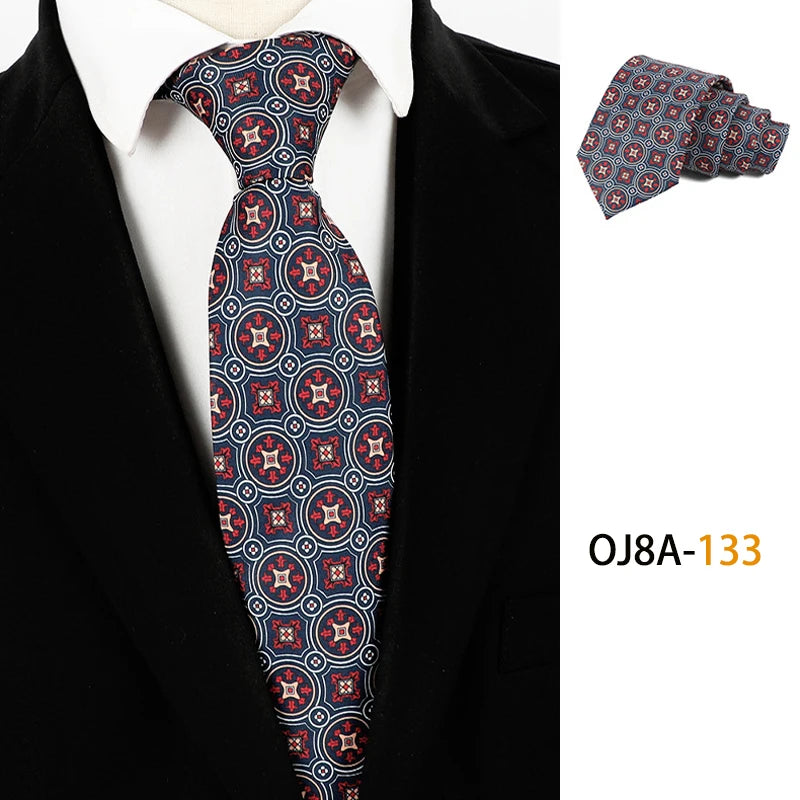 Fashion 8CM Mens Necktie Print Patterns Classic Neck Ties For Man Groom  Handfeel Polyester Necktie Business Wedding Accessories