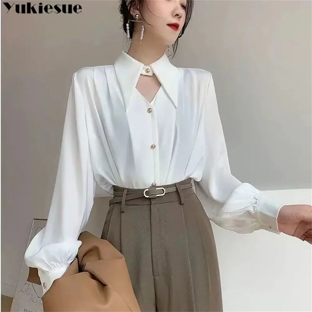 2023 Spring shirt Elegant OL Chic Turn-down Collar Long Sleeve tops Women's Top Blouse women shirts and blouses Female Clothing