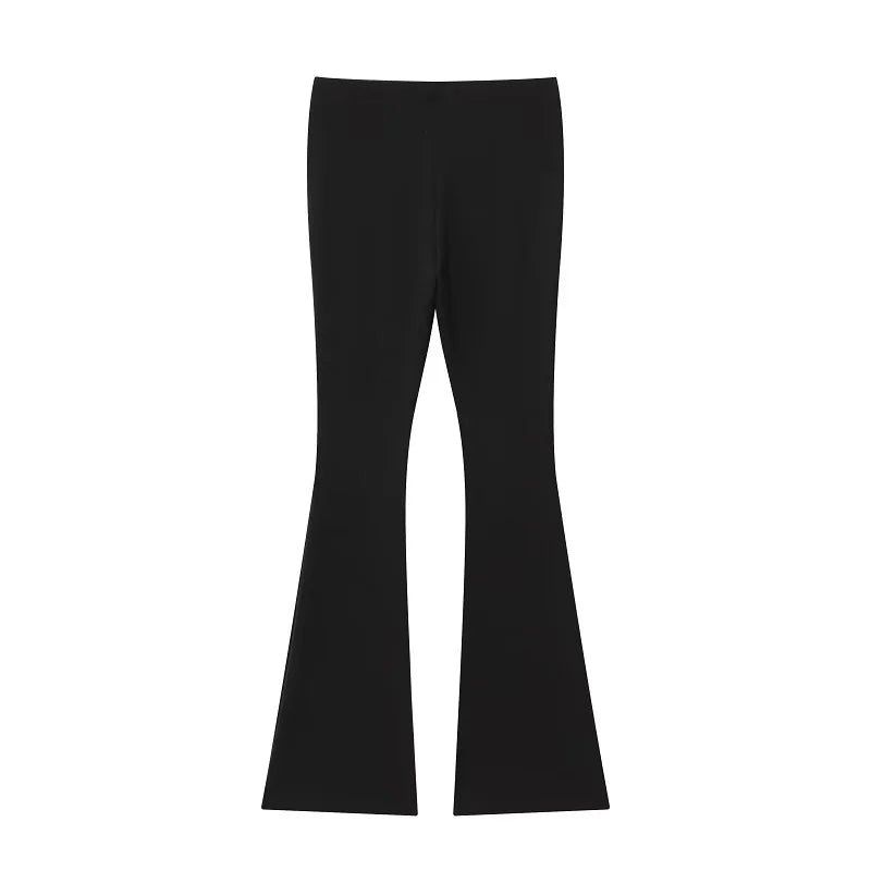 MUJER Black Flare Pants Sets for Women 2 Pieces High Waist Trousers Suits Woman Outfit off Shoulder Halter Top Female Lady Sets