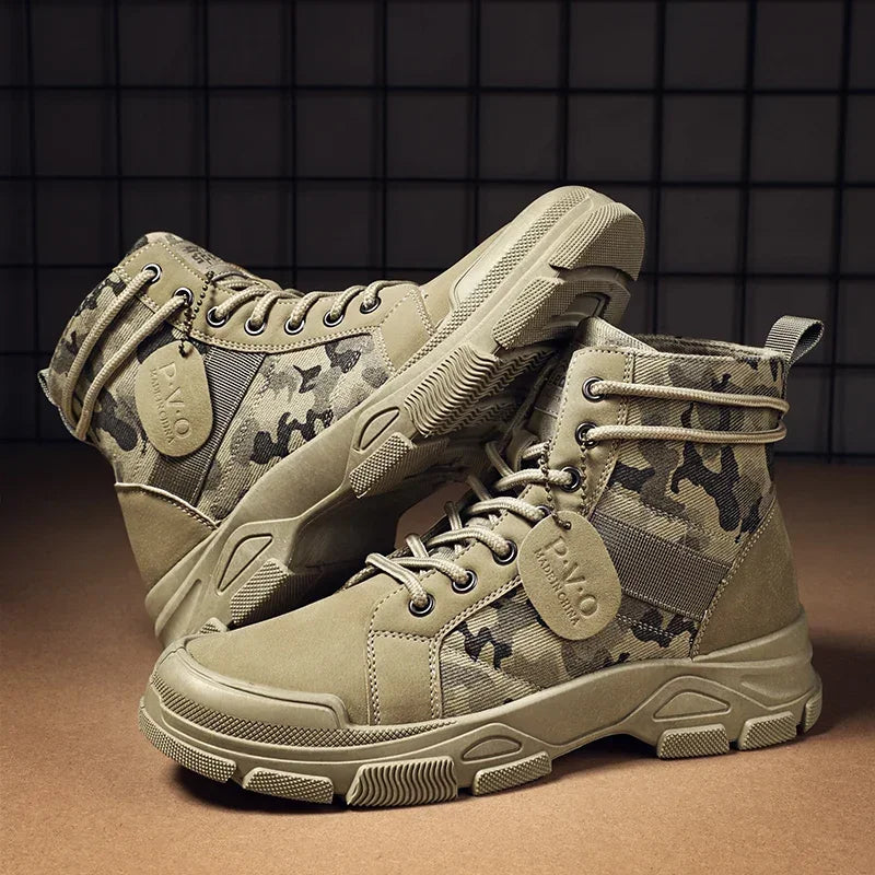 Boots For Men Autumn High Top Camouflage Desert Casual Flats Mens Boot Breathable Non Slip Work Shoes Zapatillas Hombre