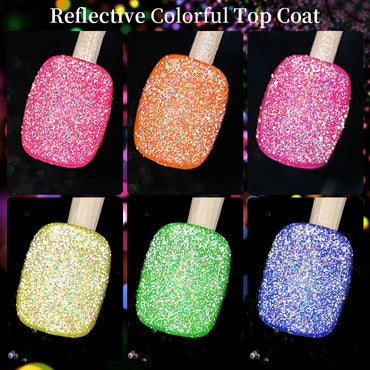 LILYCUTE 7ml Laser Reflective Glitter Top Coat Gel Nail Polish Semi Permanent Shiny Sequins UV LED Varnish Nail Art Decoration