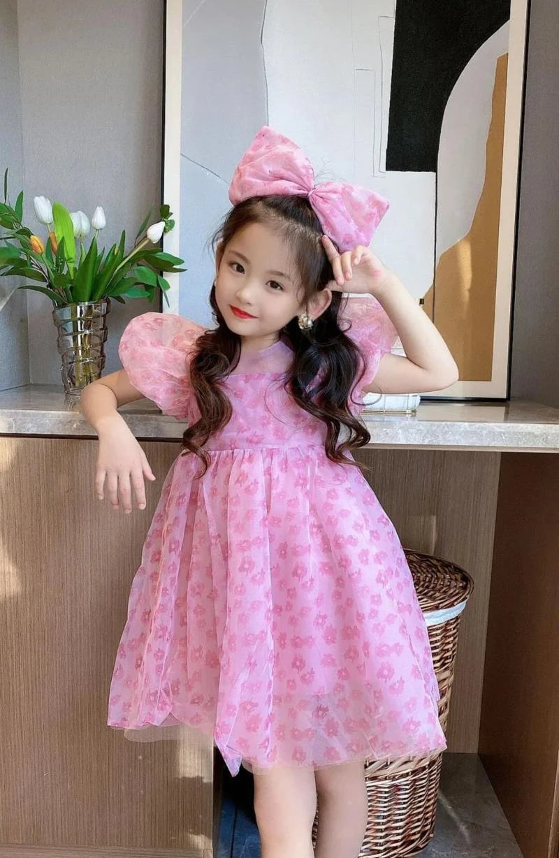 RiniLucia 2023 New Summer Baby Girl Dress Floral Print Cute Princess Dress Children Kids Party Dresses Girls Clothes Vestido