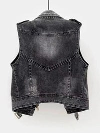 Gray Jean Cowboy Waistcoat Hole Denim Women Vest Female Spring Autumn Sleeveless Tops Short Jacket Girls Ripped 5XL Vest