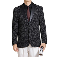 Elegant Printed Blazer for Men - Stylish Fit , Unique Splicing Process , Versatile for Formal & Casual Occasions