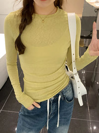 2025 Spring Autumn T shirt Women Tops Solid Slim Fit Long Sleeve O Neck Tshirts Female Casual Streetwear High Quality Base Tees