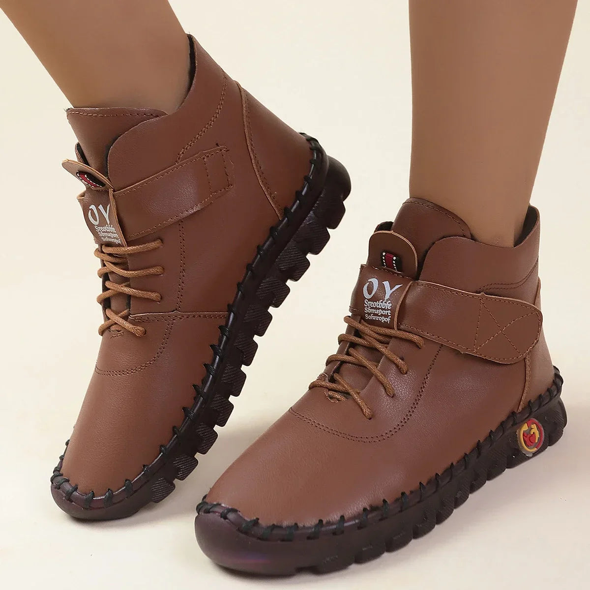 2024 New Fur Thick Boots Women Short Leather Boots Women's Furry Orthopedic Shoes Women Winter Waterproof Snow Boots Botas Mujer