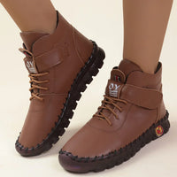 2024 New Fur Thick Boots Women Short Leather Boots Women's Furry Orthopedic Shoes Women Winter Waterproof Snow Boots Botas Mujer