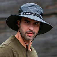 Fashion Summer Bucket Hat Sun Hats for Men Outdoor Fishing Travel Safari UV Protection Beach Hats Mesh Breathable Wide Brim Hat