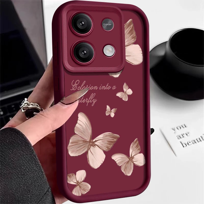 Shockproof Golden Butterfly Case For Xiaomi Redmi Note 13 12 Pro 5G 11 10 14 4G Poco F6 X6 X5 Pro 11T 13T 14T Pro Funda Luxury