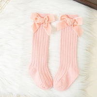Autumn Winter Baby Girls Bowknot Knee High Socks Toddler Tube Princess Sock For Kids Knitted Socken Cute Leg Warmer 0-8Years
