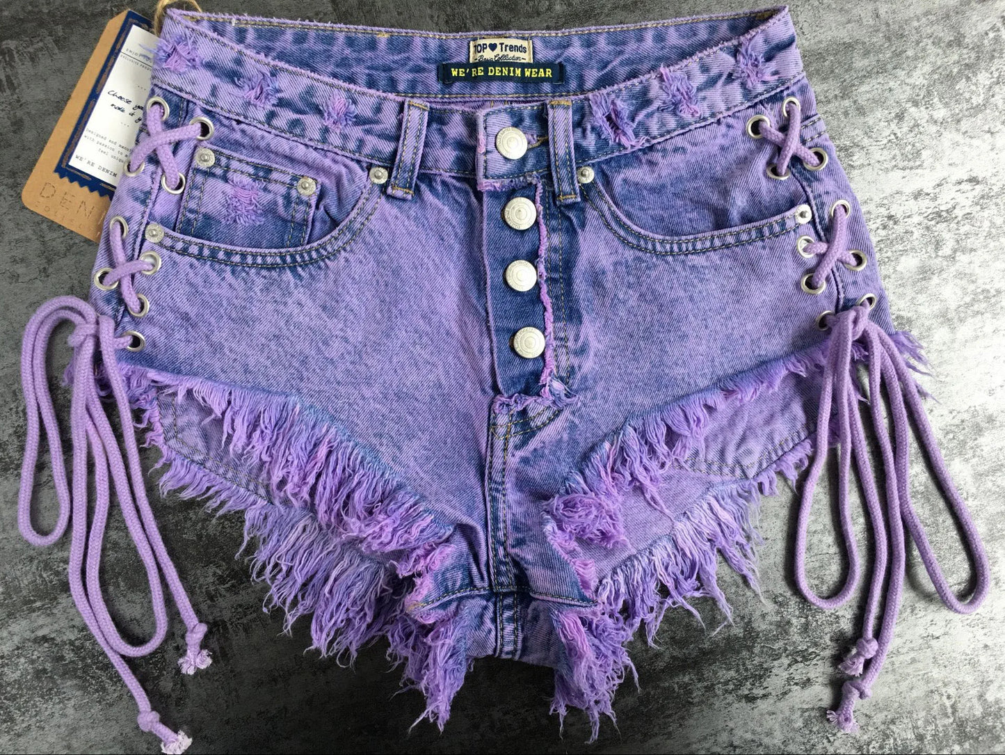 LOGAMI Highwaisted Mini Jeans Shorts Women Both Side Tie Mini Short Sexy Denim Shorts Jeans