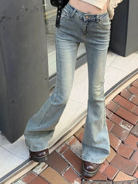 Ins Women Korean High Waist Flared Jeans Female High Street Boot Cut Pants Lady Y2k 2000s Yellow Denim Bell Bottom Trousers