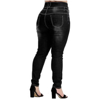 Plus Size Button Up Slim Skinny Dark Blue Full Length Jeans 4XL 5XL Women High Waist Stretch Thin Denim Pants Lady Trousers