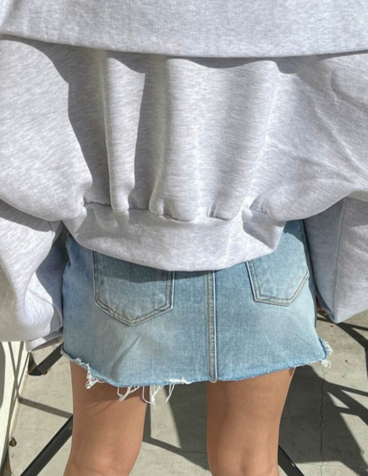 Sexy Stylish Inclined Button Women Denim Skirts Fashion High Waist Pockets Tassel Hem