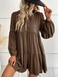 M 2023 New Women's Fashion V Neck Long Sleeve Green Lace Up Early Autumn Loose Dress For Ladies Solid Color Chic Dresses