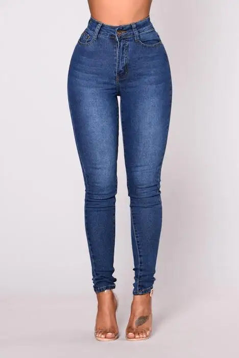 Womens Stretch High Waisted Jeans Skinny elastic Butt Lifting Jeans Slim Fit Denim Pants Ass Jeans White Blue