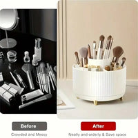 360° Rotating Makeup Organizer - 1pc Plastic Cosmetic Storage with 5 Compartments - Multi-Functional Holder for Brushes