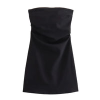 HXAO Dress Women Off Shoulder Corset Short Dresses Ruched Backless Blue Black White Dress Woman Sexy Bodycon Party Dresses