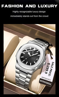 POEDAGAR Top Luxury Brand Man Watch Sports Waterproof Luminous Date Men Wristwatch Square Dial Quartz Men's Watches High Quality