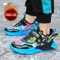 New Children's Sports and Casual Shoes Boys' Leather plush Cotton Children's Shoes Anti slip and Waterproof Running Shoes