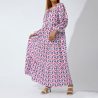 Puff Sleeve Boho Maxi Dress Elegant Women Summer 2022 Casual Floral Drawstring V-Neck Loose Holiday Beach Dresses Party Vestidos