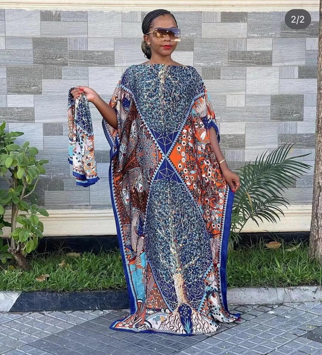 Popular African Women Bohemian Silk Printed Long Dress With Scarf Summer Promotion Muslim Lady Quality Robe Kaftan Dress