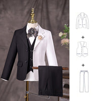 Boys Wedding Suit Children Stage Performance Formal Suit Flower Kids School Graduation Party Set Girl Piano Ceremony Costume