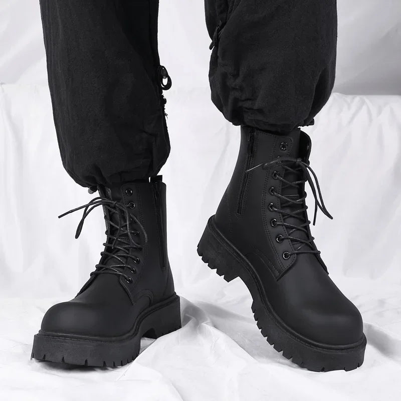 Boots Men British Wind Locomotive Tooling Boots High-top Leather Boot Couple Outdoors Cowboy Motorcycle Boots Shoes Man2025