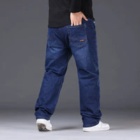 Mens Large Size Black Jeans 10XL Oversize High Waist Loose Trousers Husband Plus Size Loose Denim Trousers Blue Male Denim Pants
