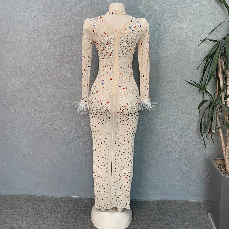 Luxury Mesh Crystals Long Party Dresses For Women Sexy Rhinestones Bir – Mega Mart Center Luxury Mesh Crystals Long Party Dresses For Women Sexy Rhinestones Bir – Mega Mart Center
