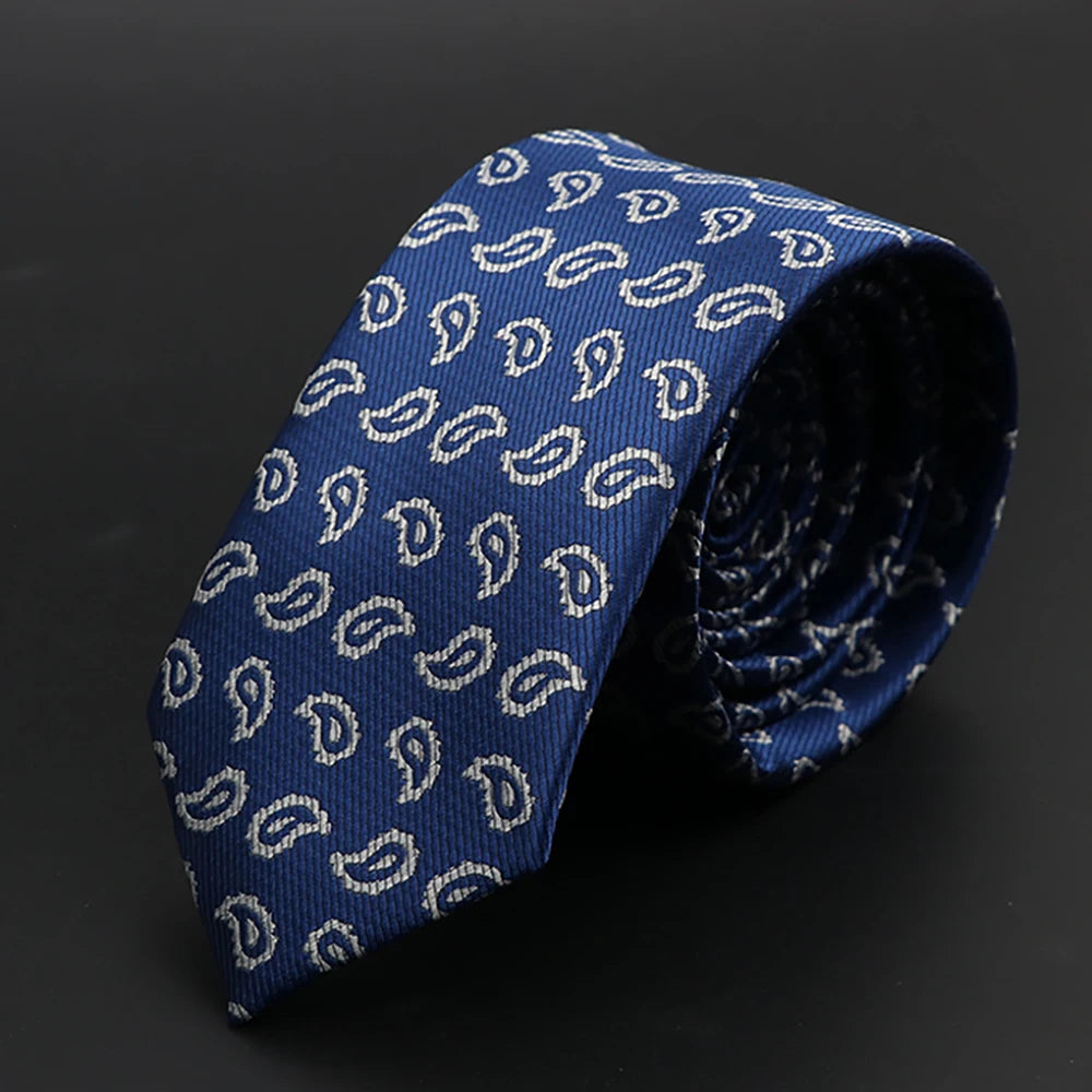 New Men Ties Solid Color Stripe Print Floral 6cm Jacquard Business Neckties Narrow Skinny Tie Wedding Prom Daily Wear Accessory