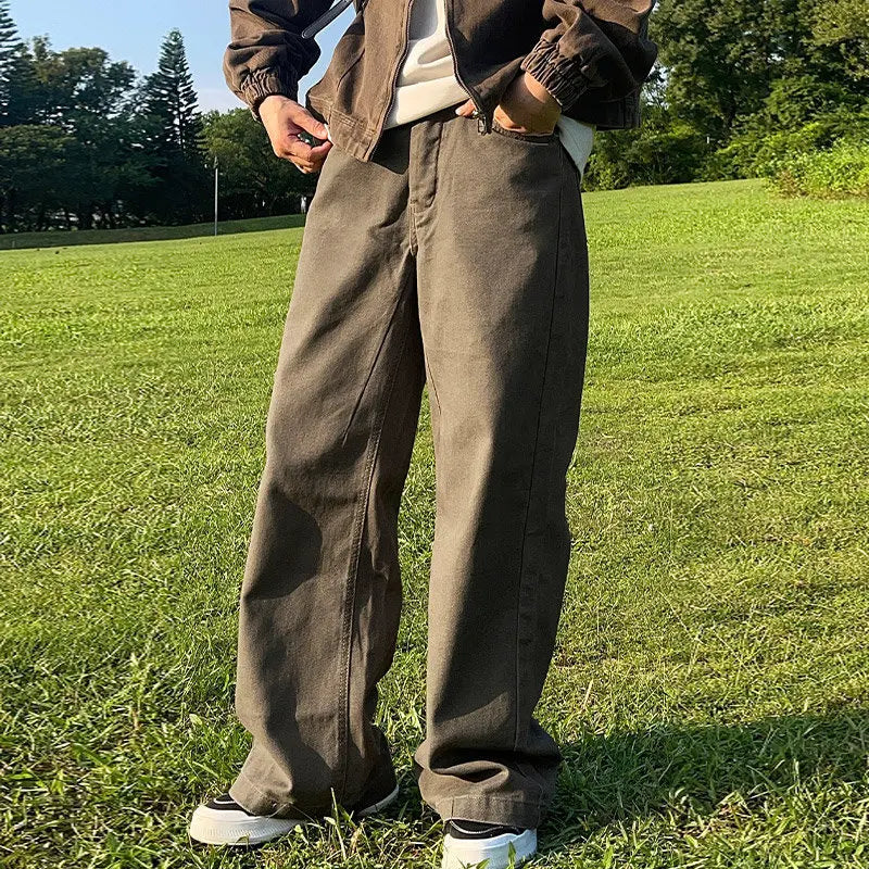 New American Casual Retro Straight Jeans for Men's Niche Loose Trousers Trendy