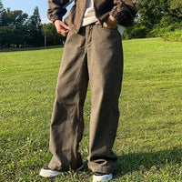 New American Casual Retro Straight Jeans for Men's Niche Loose Trousers Trendy