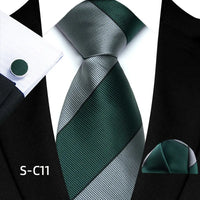 Business Mens Tie Luxury Striped 8cm NeckTie Pocket Square Cufflinks Set For Men Formal Fashion Wedding High Quality Gravata