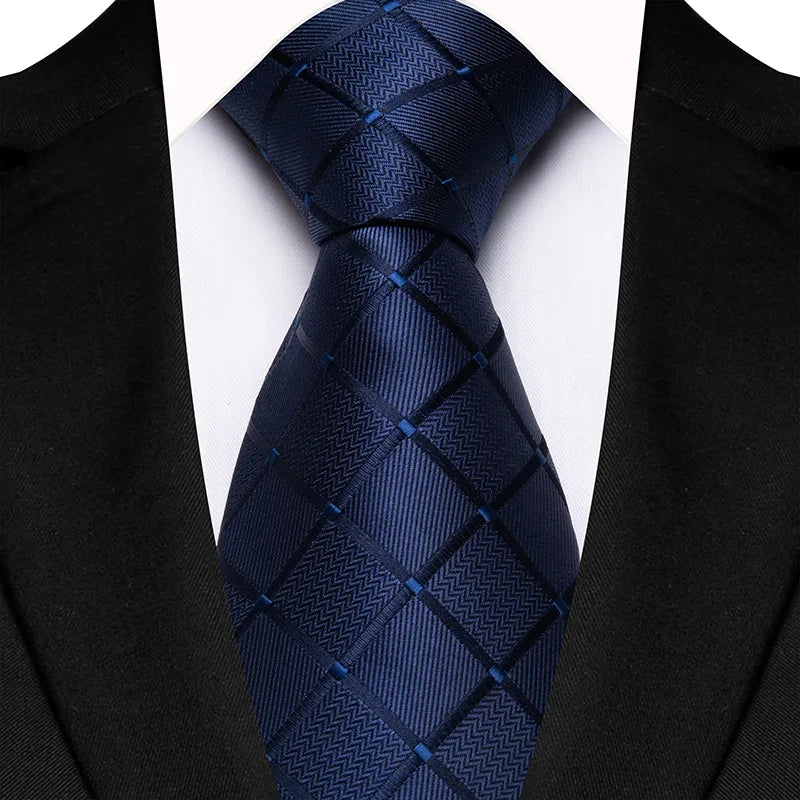 Luxury Men's Necktie 8cm Navy Blue Color Tie Jacquard Neck Ties for Man Business Wedding Party Gift