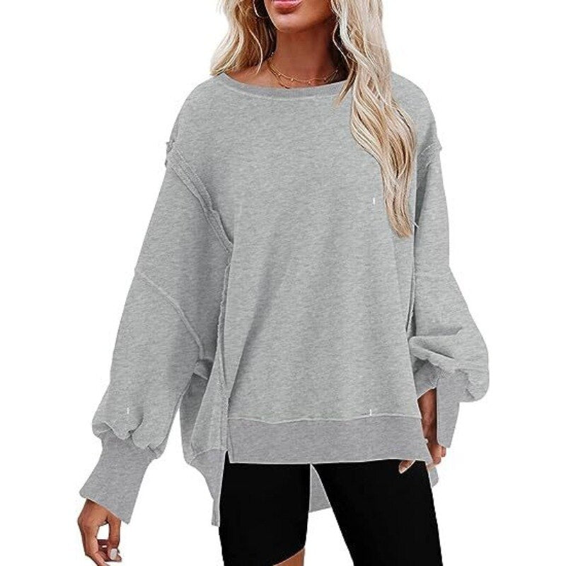 Women Classical Oversized Hoodie Loose Long Sleeve Side Split Leisure Pullove Sweatshirts Tops Autumn New Chic Sweatshirt Hoodie