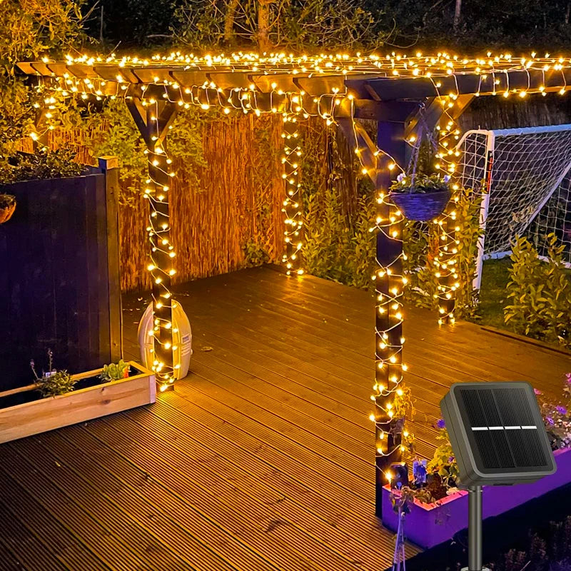 Outdoor LED Solar Fairy Lights Christmas Decoration Waterproof Solar Garland 8Mode Lights For Xmas Party Patio Balcony Yard