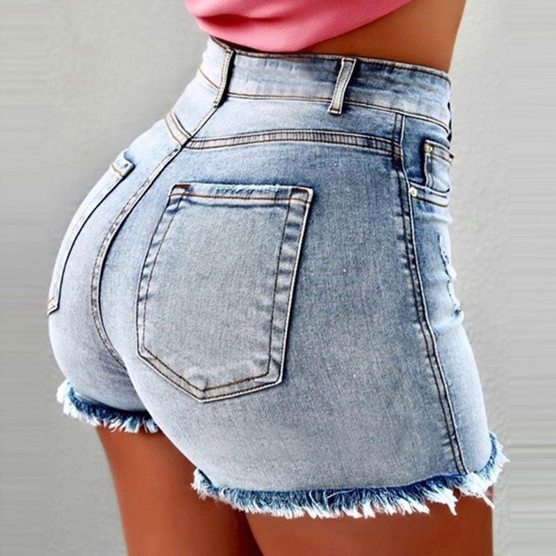 Women's Denim Shorts 2023 New Summer Lady Clothing High Waist Jeans Shorts Fringe Frayed Ripped Casual Hot Shorts With Pockets