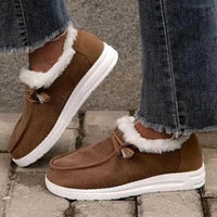 Women Winter Hot Warm Loafers Ladies Short Plush Flats Female Solid Round Toe Casual Shoes High Quality and Soft Cotton Shoes