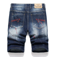 Retro Summer Men Graffiti Ripped Denim Shorts Jeans Destroyed Hole Plus Size Fifth Pants Shorts Male Brand Clothes
