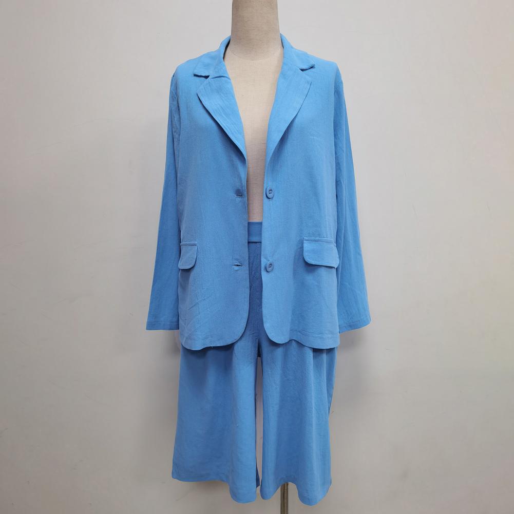 1 Set Blazer Short Sets Half Shorts Solid Color Single Breasted Women's Suit Outfit