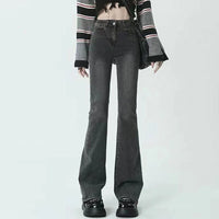 Summer Flared Jeans Women Cotton Vintage Blue Denim Pants Streetwear Elastic High Waist Slim Harajuku Trousers